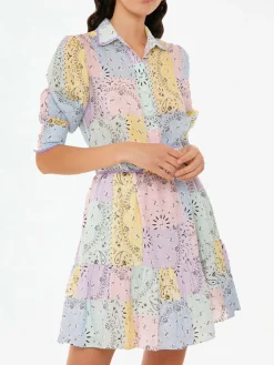 Abito corto bandana multicolor in lino