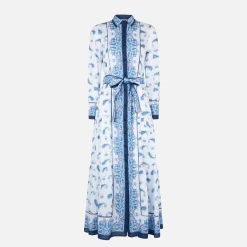 Abito lungo da donna con stampa paisley