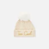 Berretto da donna bianco con ricamo Too Cool e pompon