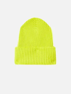 Berretto da uomo in maglia giallo fluo