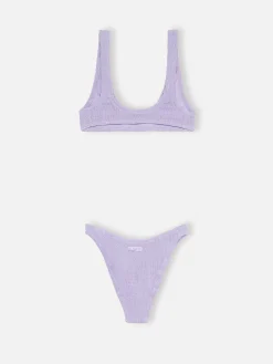 Bikini a bralette da donna lilla lurex micro crinkle Pamy Elise