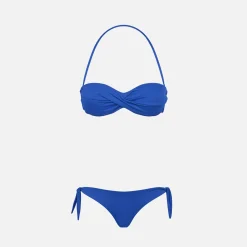Bikini a fascia drappeggiato bluette