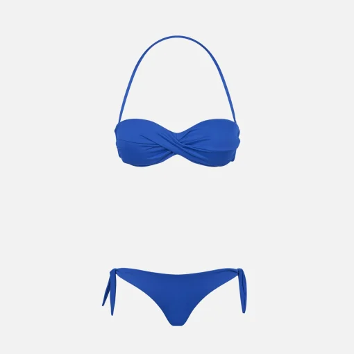 Bikini a fascia drappeggiato bluette