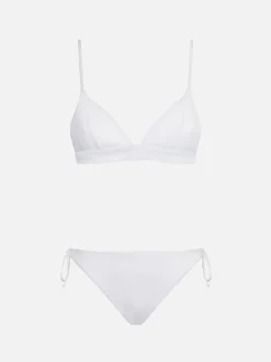 Bikini a triangolo a costine bianco