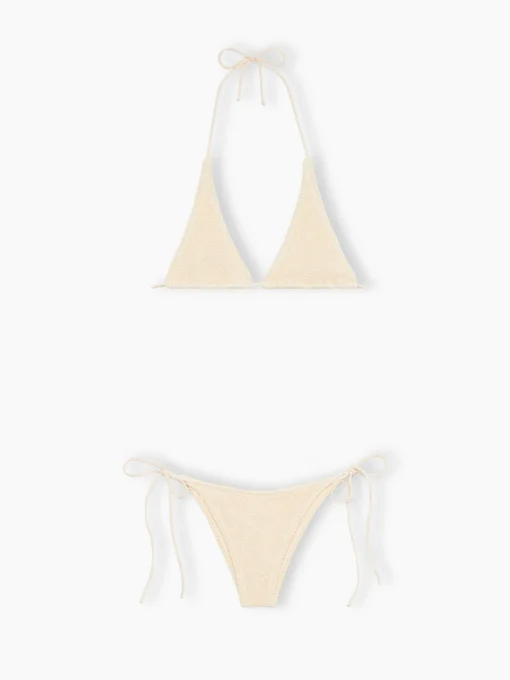 Bikini a triangolo crema crinkle da donna Guiana Marielle