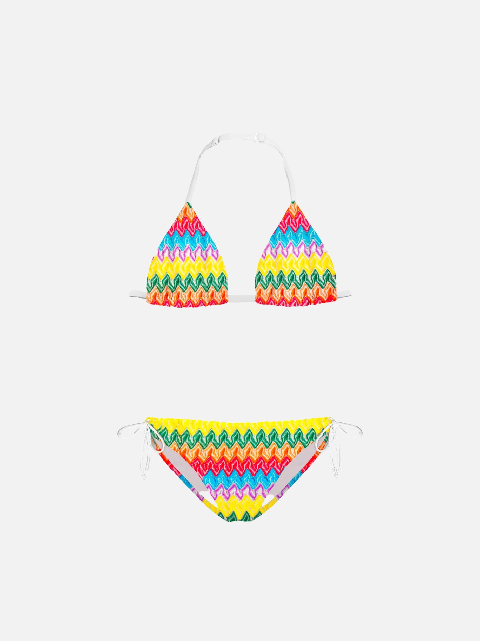 Bikini da bambina in maglia Chevron