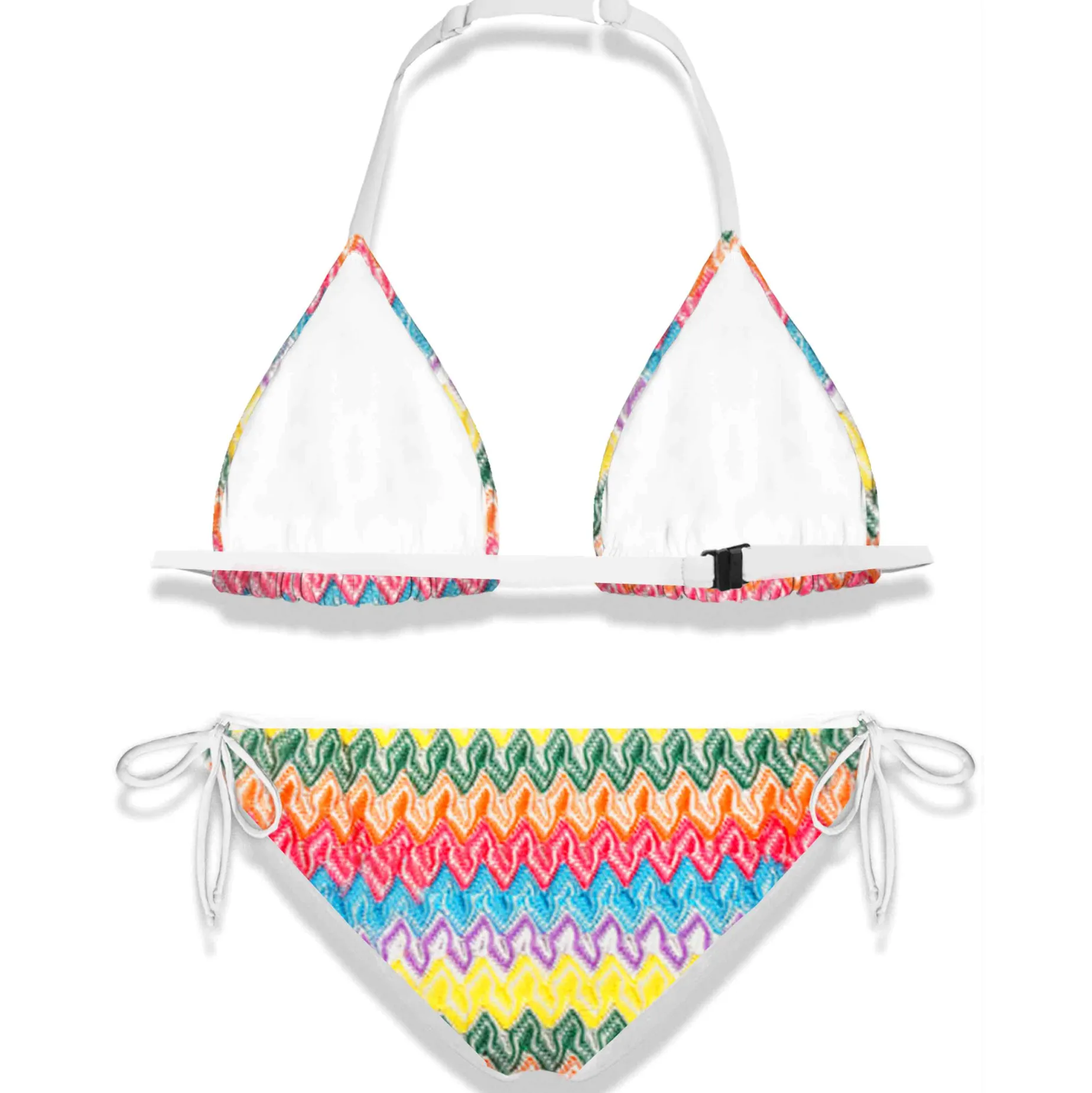 Bikini da bambina in maglia Chevron