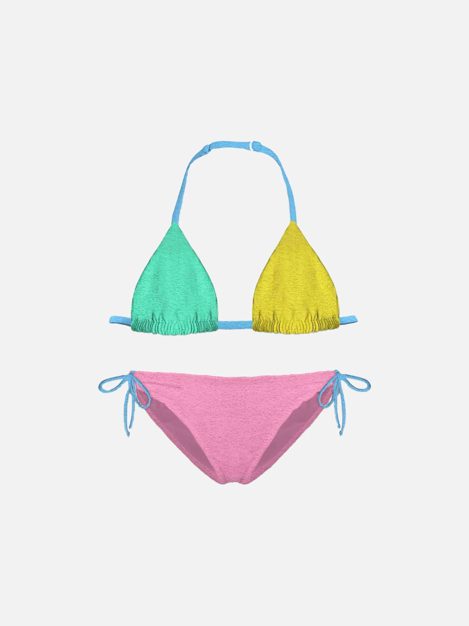 Bikini da bambina in spugna multicolore