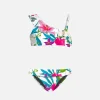 Bikini da bambina monospalla con volant