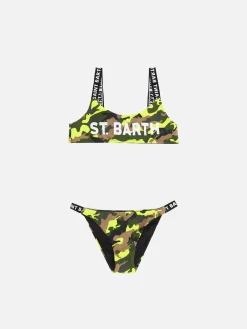 Bikini da bambina stampa mimetica