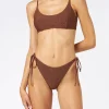 Bikini da donna a bralette in lurex marrone