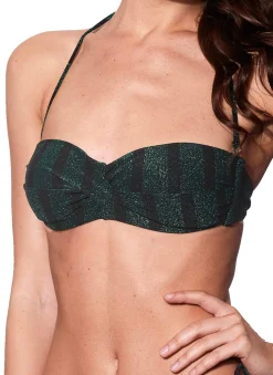 Bikini da donna a bralette a righe lurex