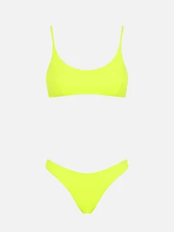 Bikini da donna a bralette giallo fluo