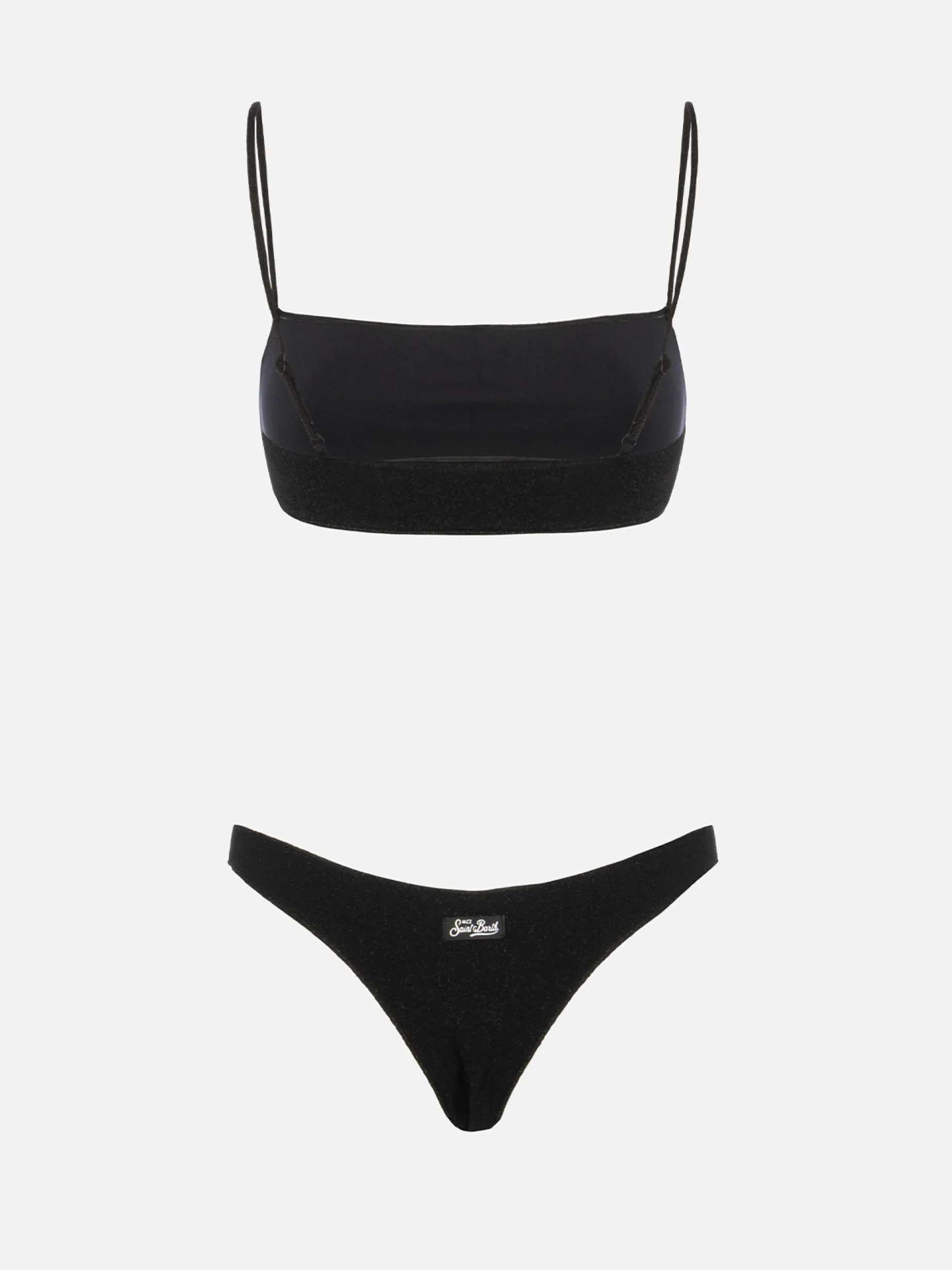 Bikini da donna a bralette nero in lurex Sadie Naomi