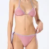Bikini da donna a triangolo rosa Leah Marielle in lurex con bordino