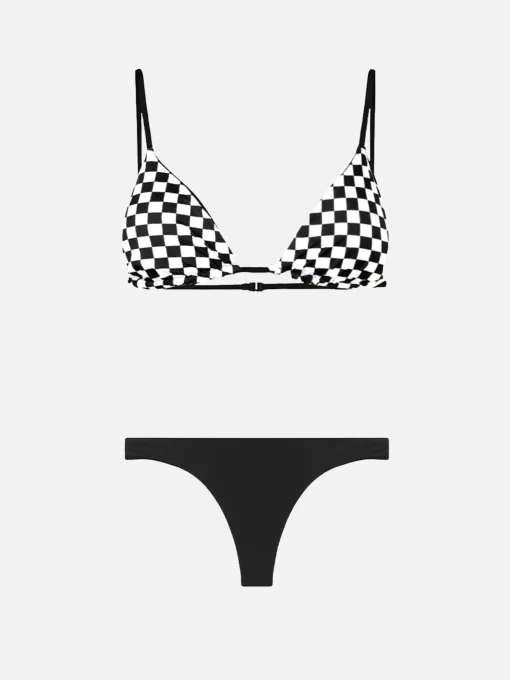 Bikini da donna a triangolo con stampa vichy