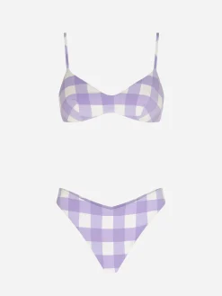Bikini da donna a triangolo con stampa vichy