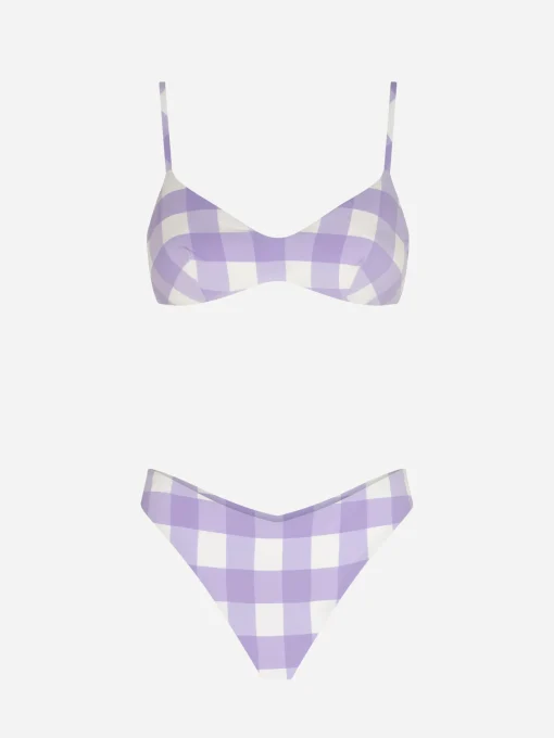 Bikini da donna a triangolo con stampa vichy