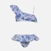 Bikini monospalla con volant Rey da bambina con stampa toile de jouy