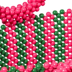 Borsa a mano con perline a righe rosa e verdi