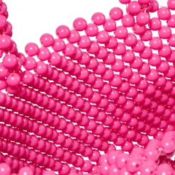 Borsa a mano rosa con perline e cuore verde