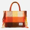 Borsa a spalla coperta Vanity con check multicolor e frange
