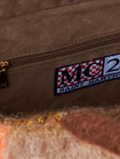 Borsa a spalla coperta Vanity con check multicolor e frange