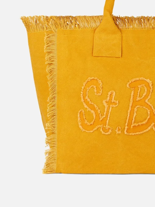 Borsa a spalla Vanity in tela color ocra