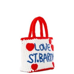 Borsa all'uncinetto con ricamo a cuore