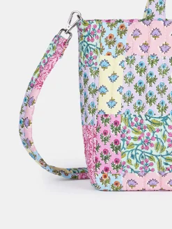 Borsa Soft Tote Mid trapuntata a fiori multicolore