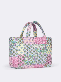 Borsa Soft Tote Mid trapuntata a fiori multicolore