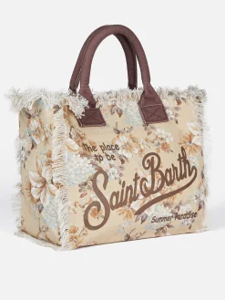 Borsa tote Vanity in tela di cotone a fiori