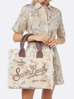 Borsa tote Vanity in tela di cotone a fiori