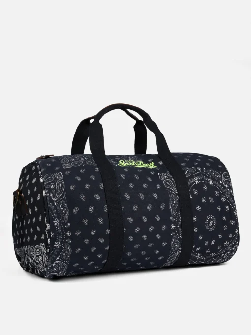 Borsone da viaggio con stampa bandana nera