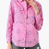 Camicia da donna con stampa bandana rosa
