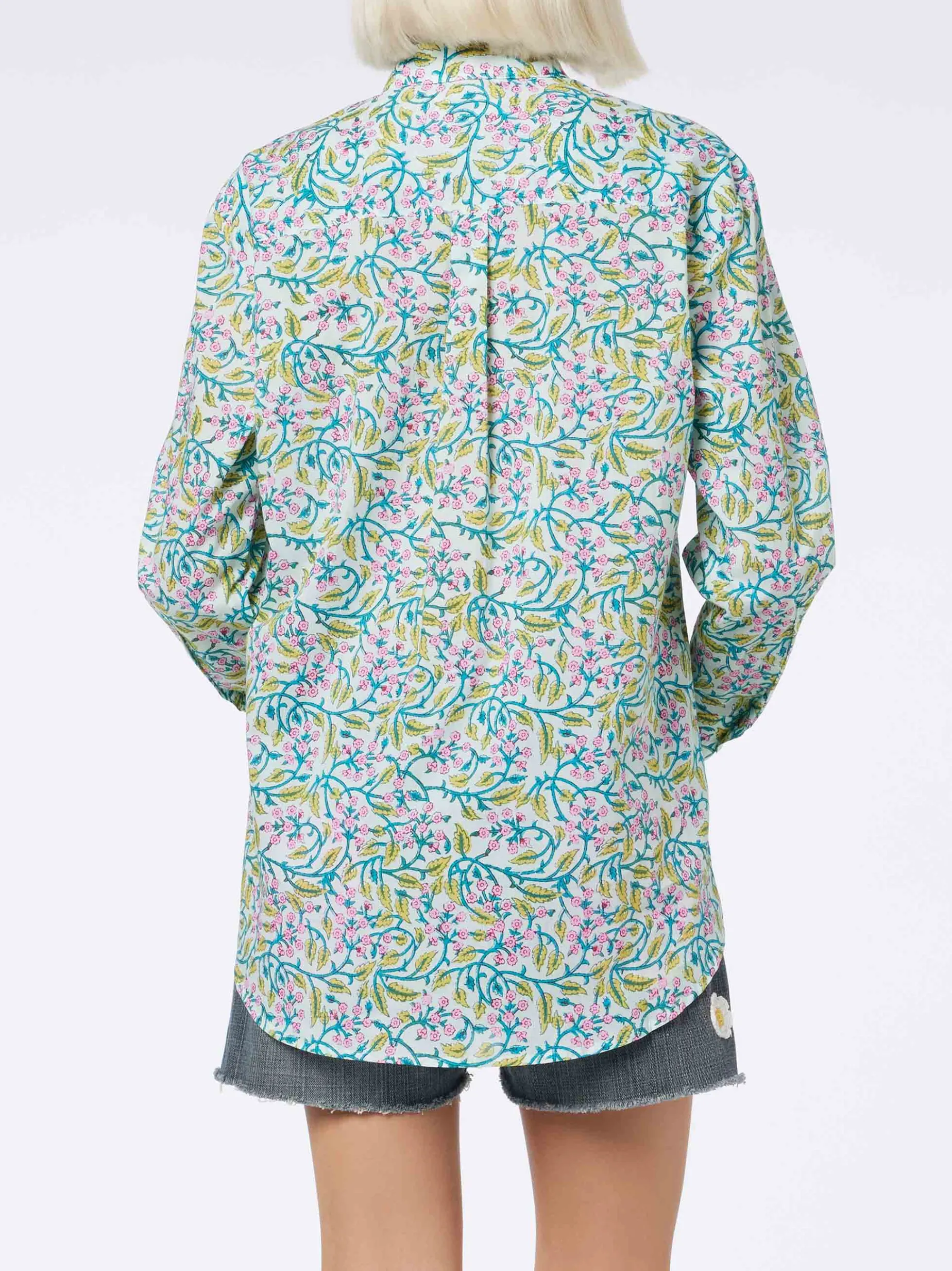 Camicia da donna over Brigitte in cotone con stampa fiori