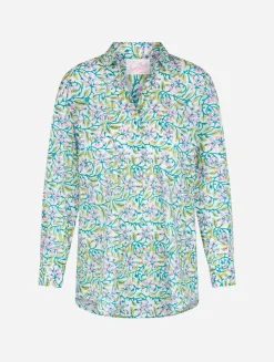 Camicia da donna over Brigitte in cotone con stampa fiori