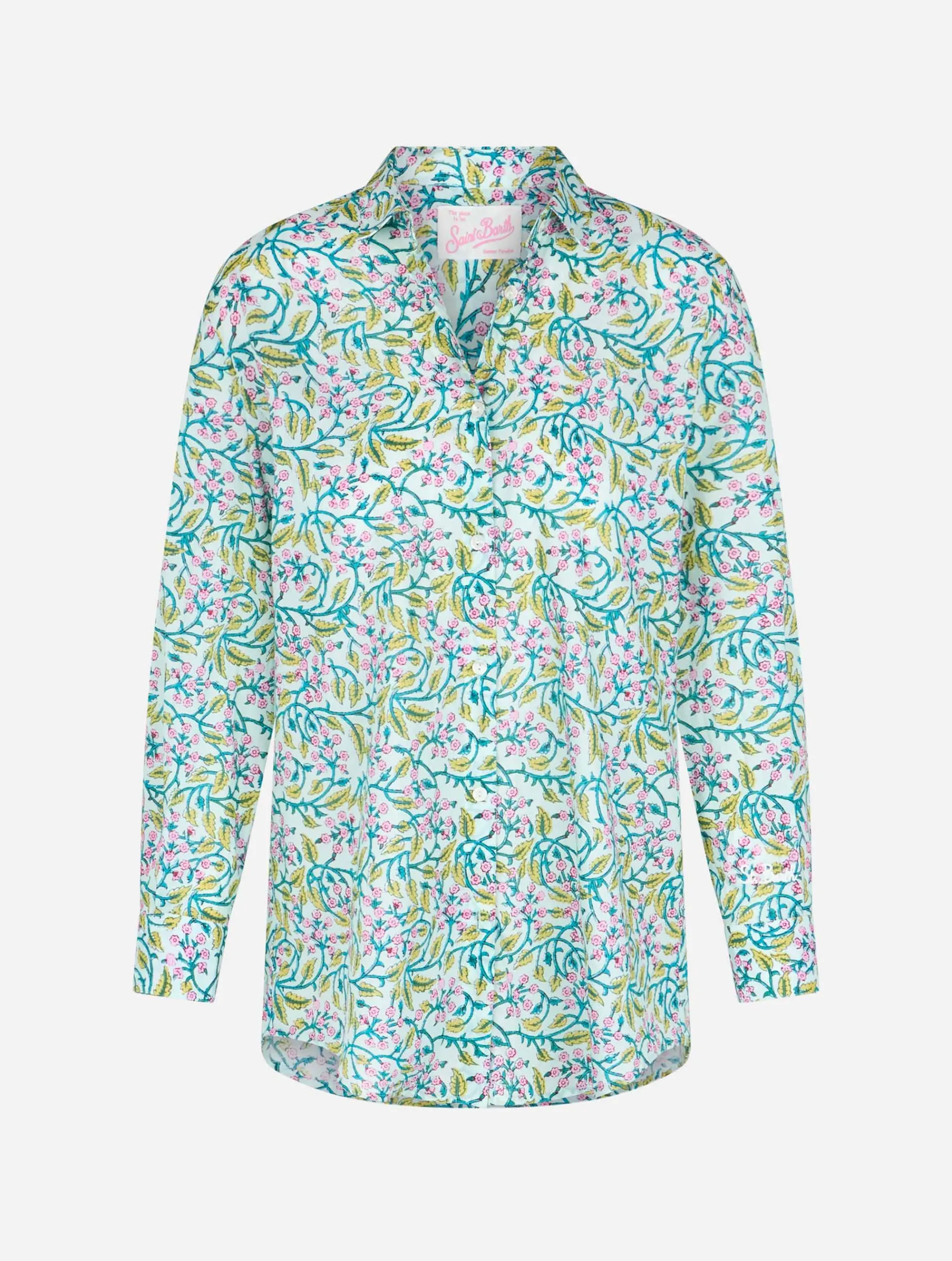 Camicia da donna over Brigitte in cotone con stampa fiori
