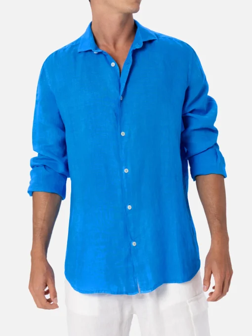 Camicia da uomo in lino bluette acquerello Pamplona