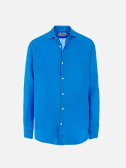 Camicia da uomo in lino bluette acquerello Pamplona