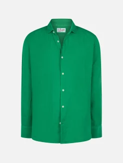 Camicia da uomo in lino verde Pamplona