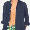 Camicia da uomo Pamplona in lino blu navy