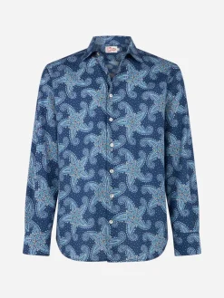 Camicia da uomo Sikelia in mussola di cotone con stampa stelle paisley