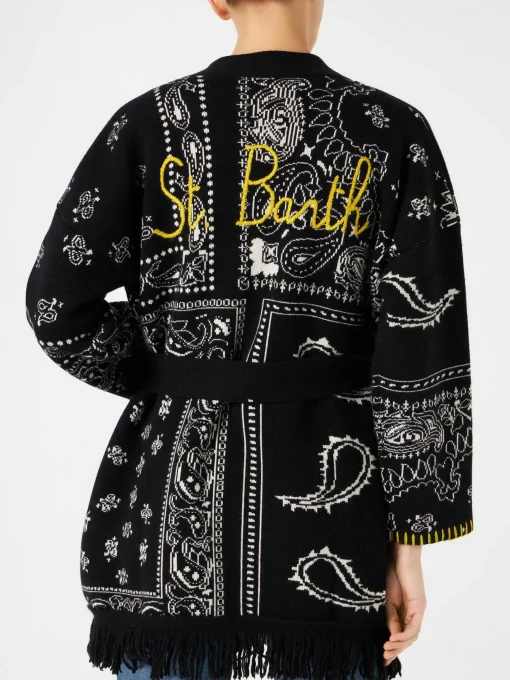 Cappotto da donna bandana con cintura e ricamo St. Barth
