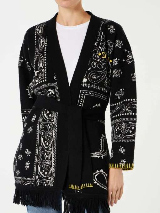 Cappotto da donna bandana con cintura e ricamo St. Barth