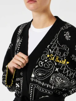 Cappotto da donna bandana con cintura e ricamo St. Barth