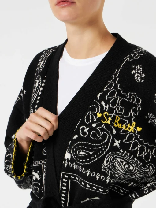 Cappotto da donna bandana con cintura e ricamo St. Barth