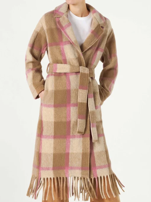 Cappotto lungo da donna con frange
