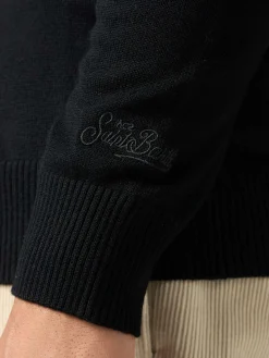 Cardigan nero da uomo Savile in lana merino