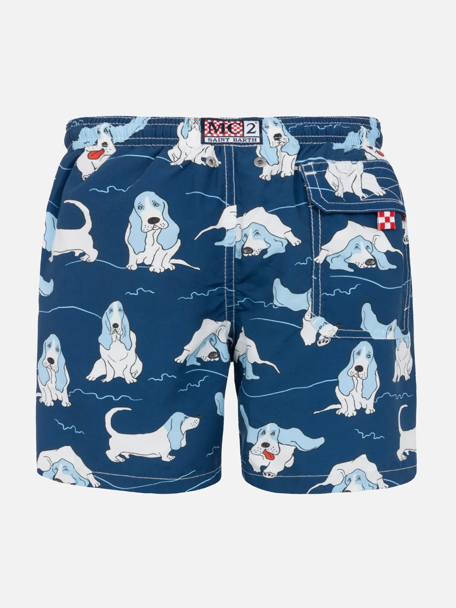 Costume da bagno da bambino con stampa Basset Hound